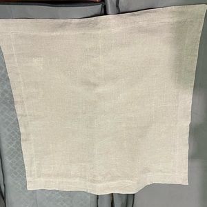 NWOT Crate&Barrel pillow euro 26x26 sham linen lurex stripe, tan gold detail